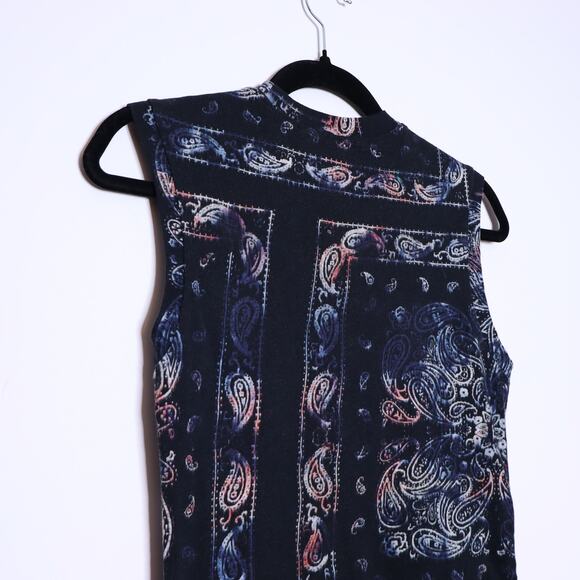 PAM & GELA Tie Dye Sleeveless Ruched Dress Black Base Print Casual Women's 0 - Picture 8 of 13